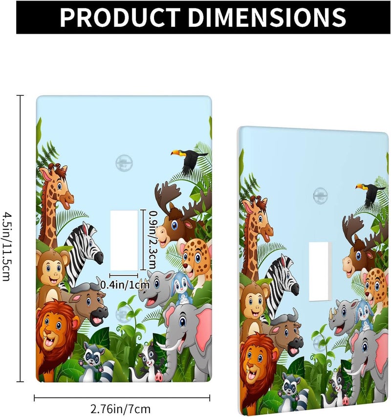 Czrouz Cartoon Forest Animals Single Toggle Light Switch Plate Decorative, Cute Elephant Giraffe Lion 1 Gang Wall Plates Cover Electrical Switchplate for Kitchen Bathroom Bedroom Home Decor Faceplate - Image 4